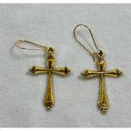 Small Fashion Gold Cross Dangle Earrings Christian Religious Faith 1.5" E277
