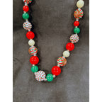 Whimsical Candy Cane & Peppermint Swirl Beaded Christmas Necklace N110