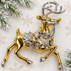 Reindeer Christmas Brooch Gold Silver Tone Holly Elegant Holiday Deer Pin CP179