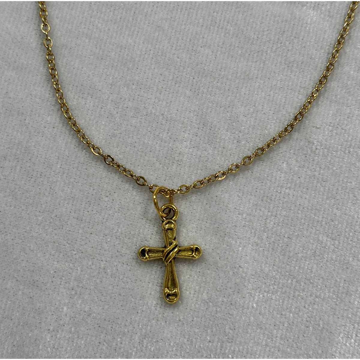 Gold Tone Cross Necklace 3/4 Inches Christian Faith Jewelry N290