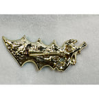 Vintage Enamel Holly Leaf Brooch Pin Green Red Gold Tone Christmas  2.25" CP182