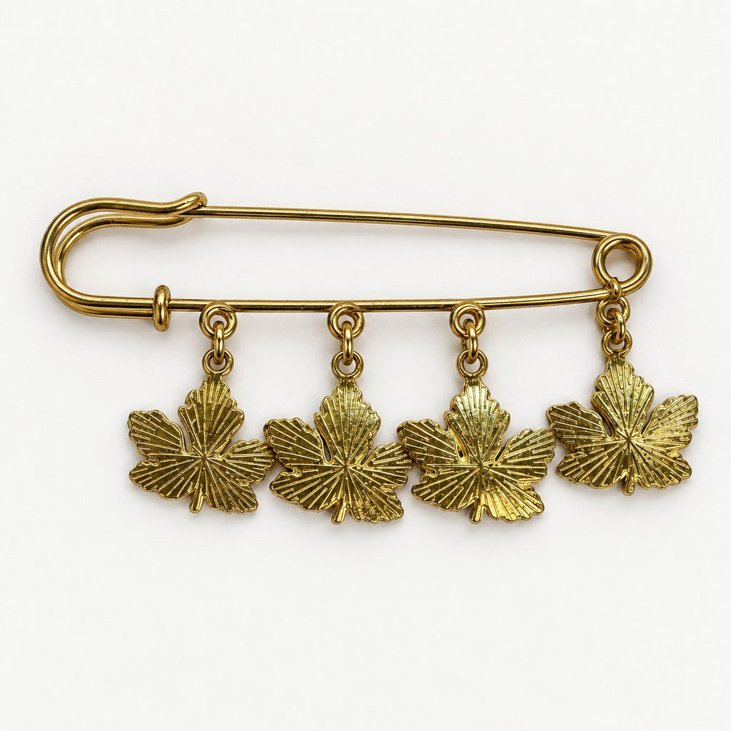 Colorful Maple Leaf Safety Pin Brooch Gold Tone Fall Autumn Charm Jewelry CP176
