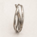 Silver Tone Interlocking Triple Bangle Bracelet Textured Statement Jewelry B181