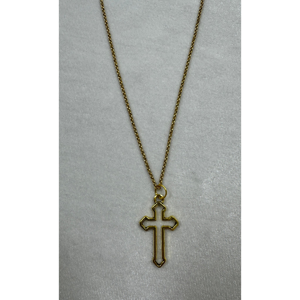 Gold Tone Cross Necklace Christian Faith Pendant 18-20 Inch Chain N283