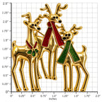 Vintage Three Reindeer Brooch Gold Tone Enamel Christmas Holiday Deer Pin CP261