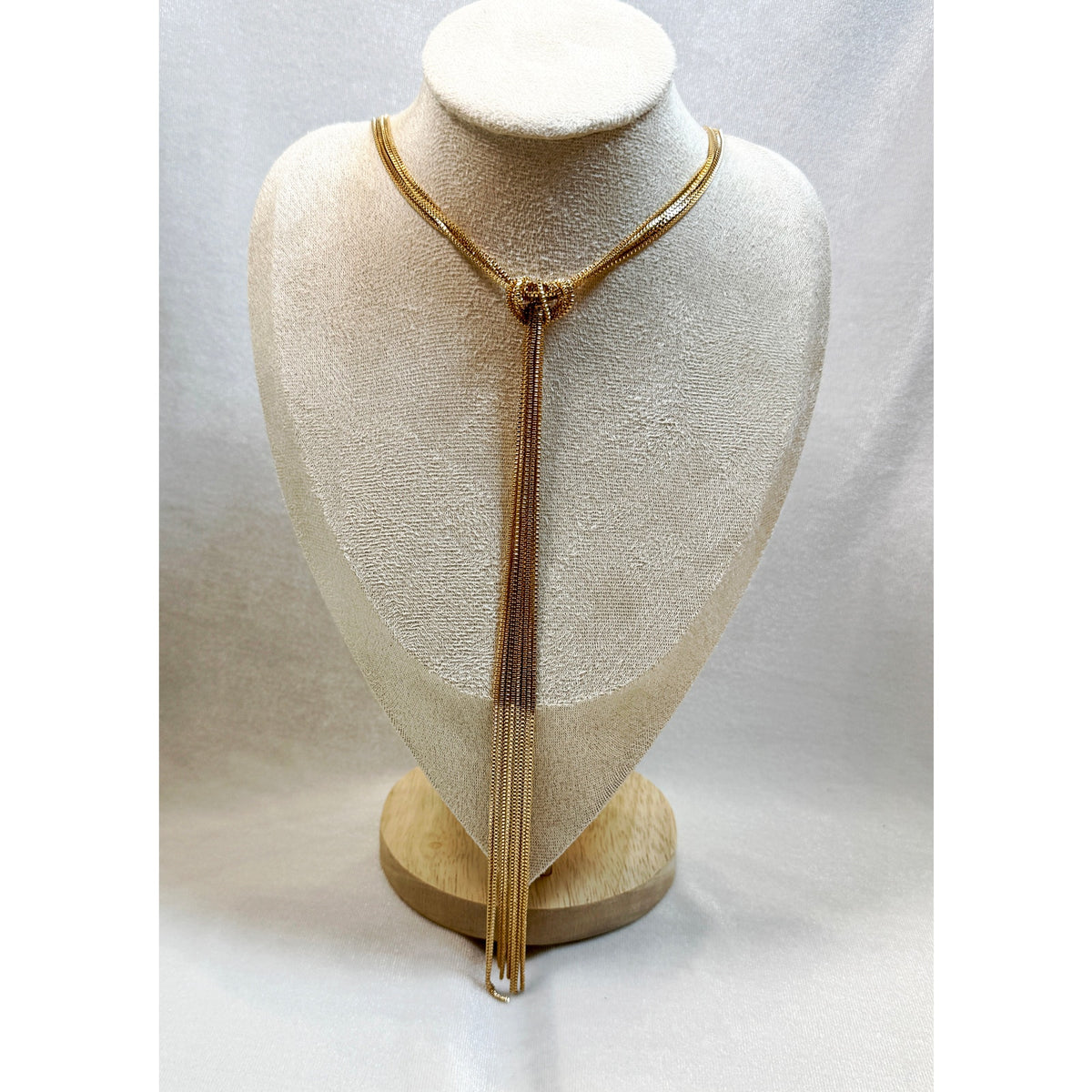 Gold Multi Chain Tassel Necklace 18-20" Adjustable Statement Fringe Lariat N357
