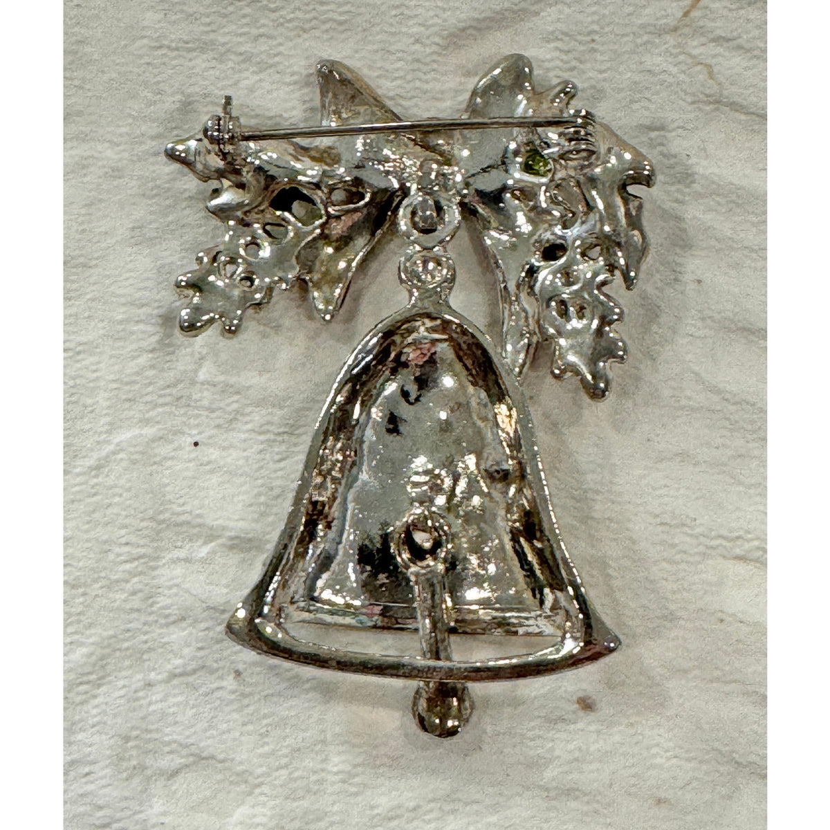 Vintage Silver Christmas Bell Brooch – Articulated Bell & Clacker  CP04