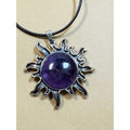 Purple Sun Pendant Necklace Celestial Amethyst Color 2" Pendant 16-18" Cord N302