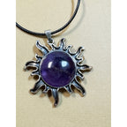 Purple Sun Pendant Necklace Celestial Amethyst Color 2" Pendant 16-18" Cord N302