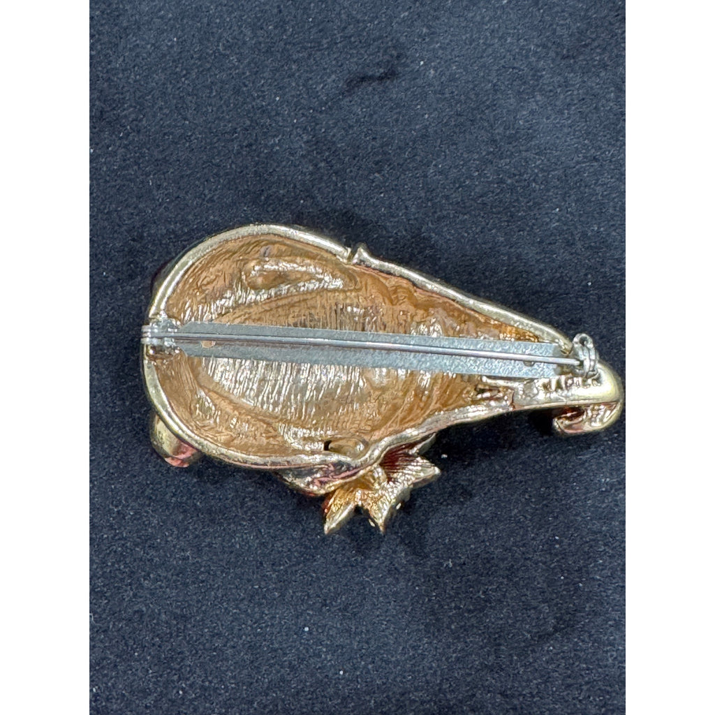 Vintage Gold-Tone Enamel Napier Gnome Brooch with Rhinestone Star Hat CP42