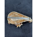 Vintage Gold-Tone Enamel Napier Gnome Brooch with Rhinestone Star Hat CP42