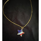 Americana Star Rhinestone Necklace Red White Blue Patriotic 22 inch N278