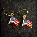 Americana USA Flag Dangle Earrings Patriotic Red White Blue E213