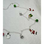 New Christmas Holiday Charm Necklace 36" Long Santa Snowman Bells Tree N143