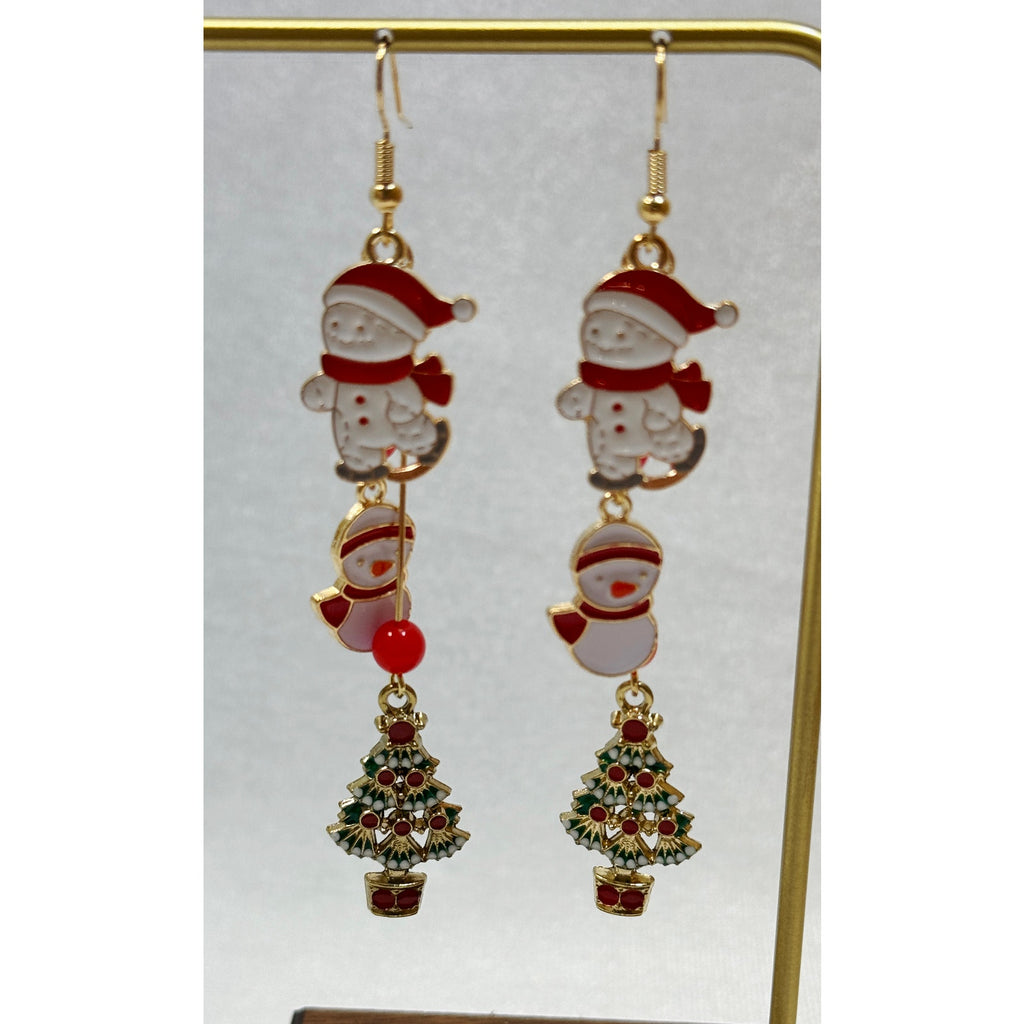 Christmas Charm Dangle Earrings Snowman Christmas Tree Holiday 3 Inch E384