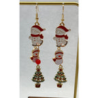 Christmas Charm Dangle Earrings Snowman Christmas Tree Holiday 3 Inch E384