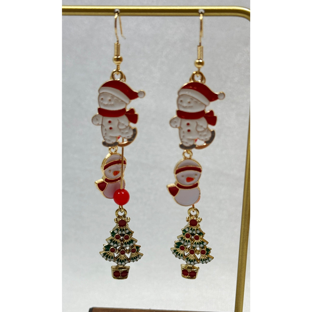 Christmas Charm Dangle Earrings Snowman Christmas Tree Holiday 3 Inch E384
