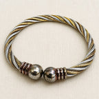 Two Tone Twisted Cable Cuff Bracelet Adjustable Statement Jewelry B179