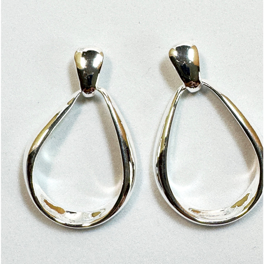 925 Sterling Silver Teardrop Dangle Earrings Open Drop Post Earrings 1" E290