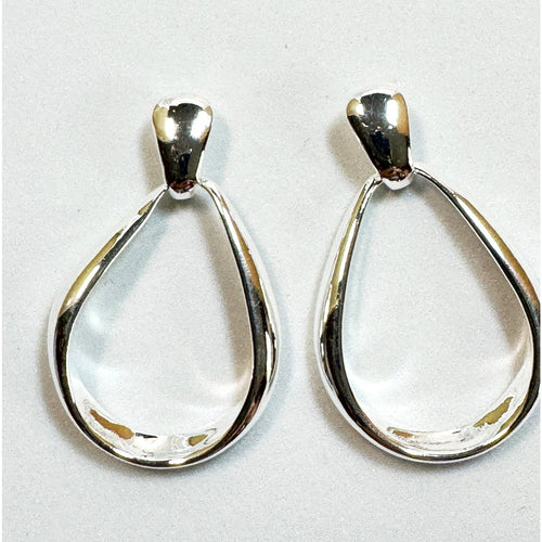 925 Sterling Silver Teardrop Dangle Earrings Open Drop Post Earrings 1" E290