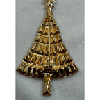 Clear Rhinestone Christmas Tree Brooch Pin Gold Tone Holiday 2.5" CP170