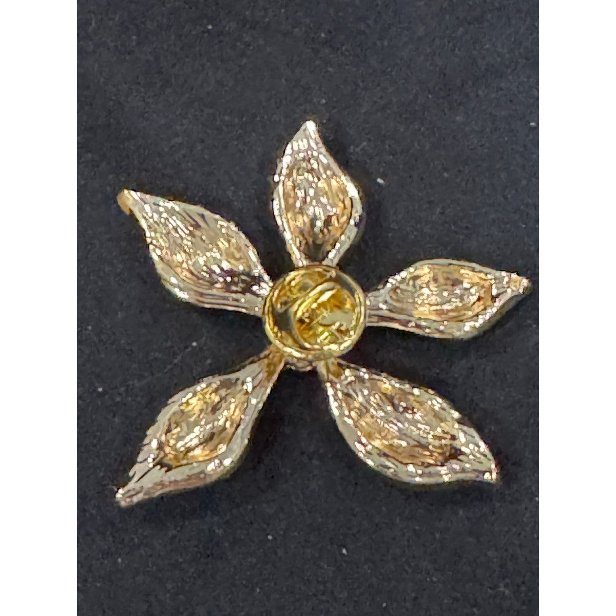 Vintage Red Enamel & Rhinestone Flower Brooch – 2″ Gold-Tone Pin  CP105