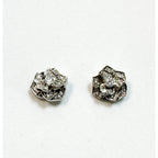 Silver Tone Rhinestone Rose Flower Post Earrings Sparkly Studs 1/2" E289