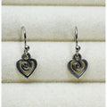 Tiny Silver Heart Dangle Hook Earrings Swirl Open Heart 3/4 Inch Minimalist E482