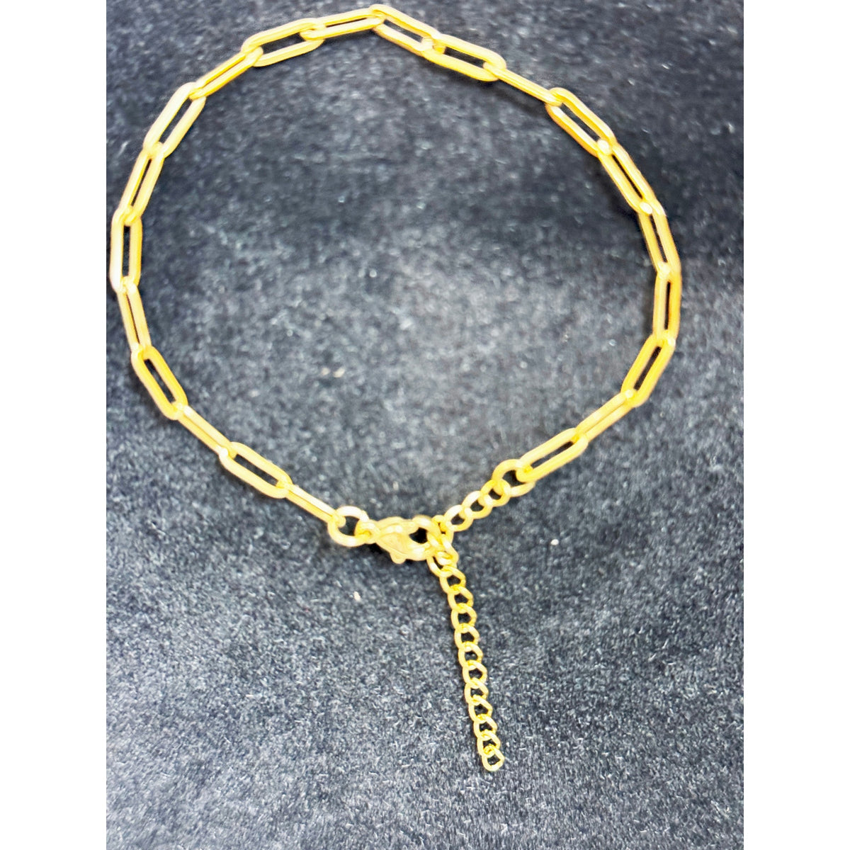 Gold Paperclip Link Bracelet Anklet Adjustable 7-9" Minimalist Chain  B070
