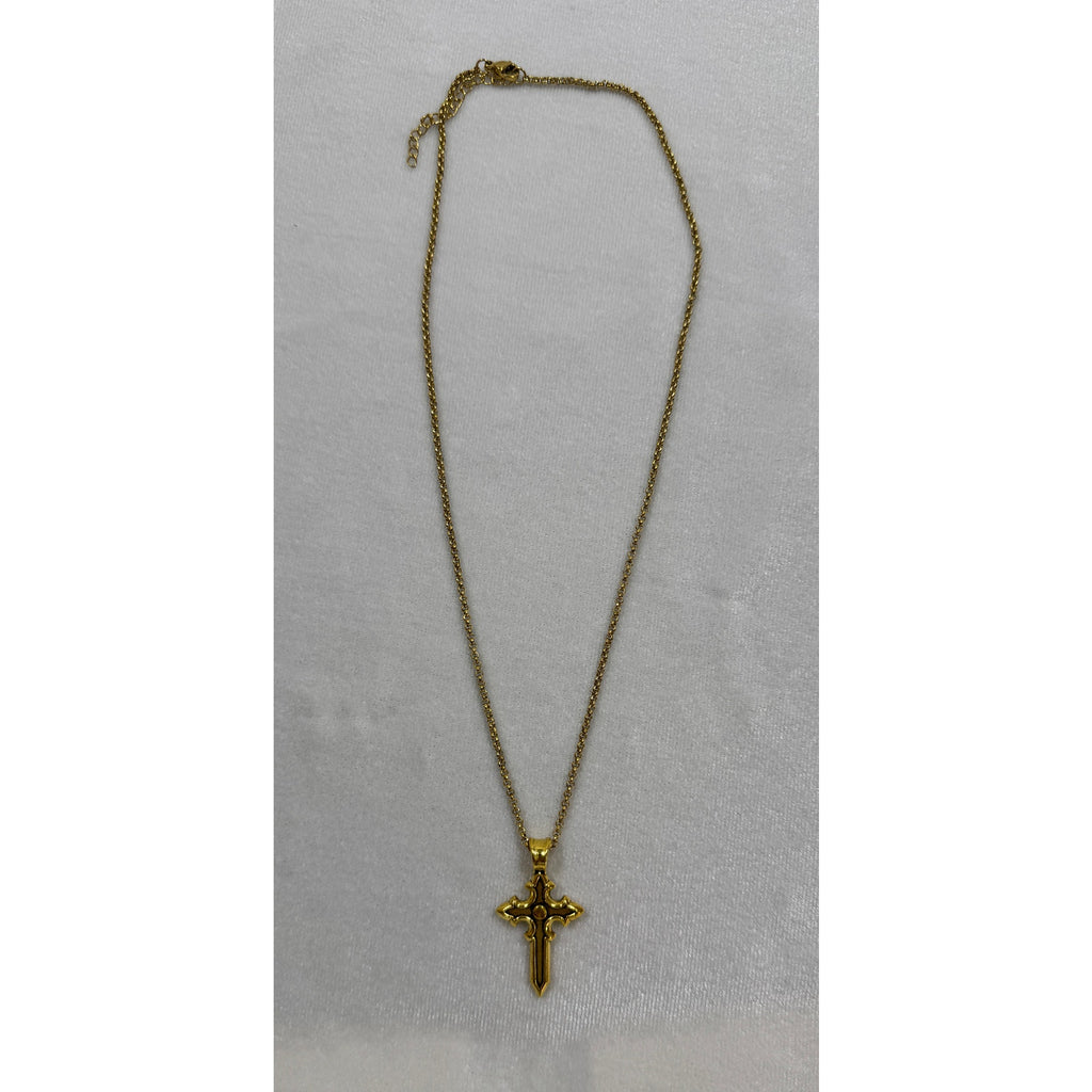 Gold Tone Cross Necklace 18-20 Inch Chain Christian Faith Jewelry N281