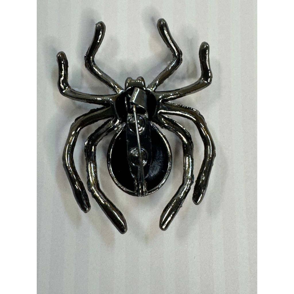 Black Rhinestone Spider Brooch Pin Halloween Gothic Costume Jewelry 2" CP172