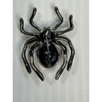Black Rhinestone Spider Brooch Pin Halloween Gothic Costume Jewelry 2" CP172