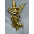 Gold Tone Angel Brooch Pin with Aurora Borealis Star Christmas 3" CP164