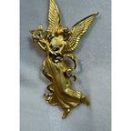 Gold Tone Angel Brooch Pin with Aurora Borealis Star Christmas 3" CP164