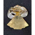 Vintage Angel Pin Gold & Silver Tone Blue Rhinestones Christmas Brooch CP152