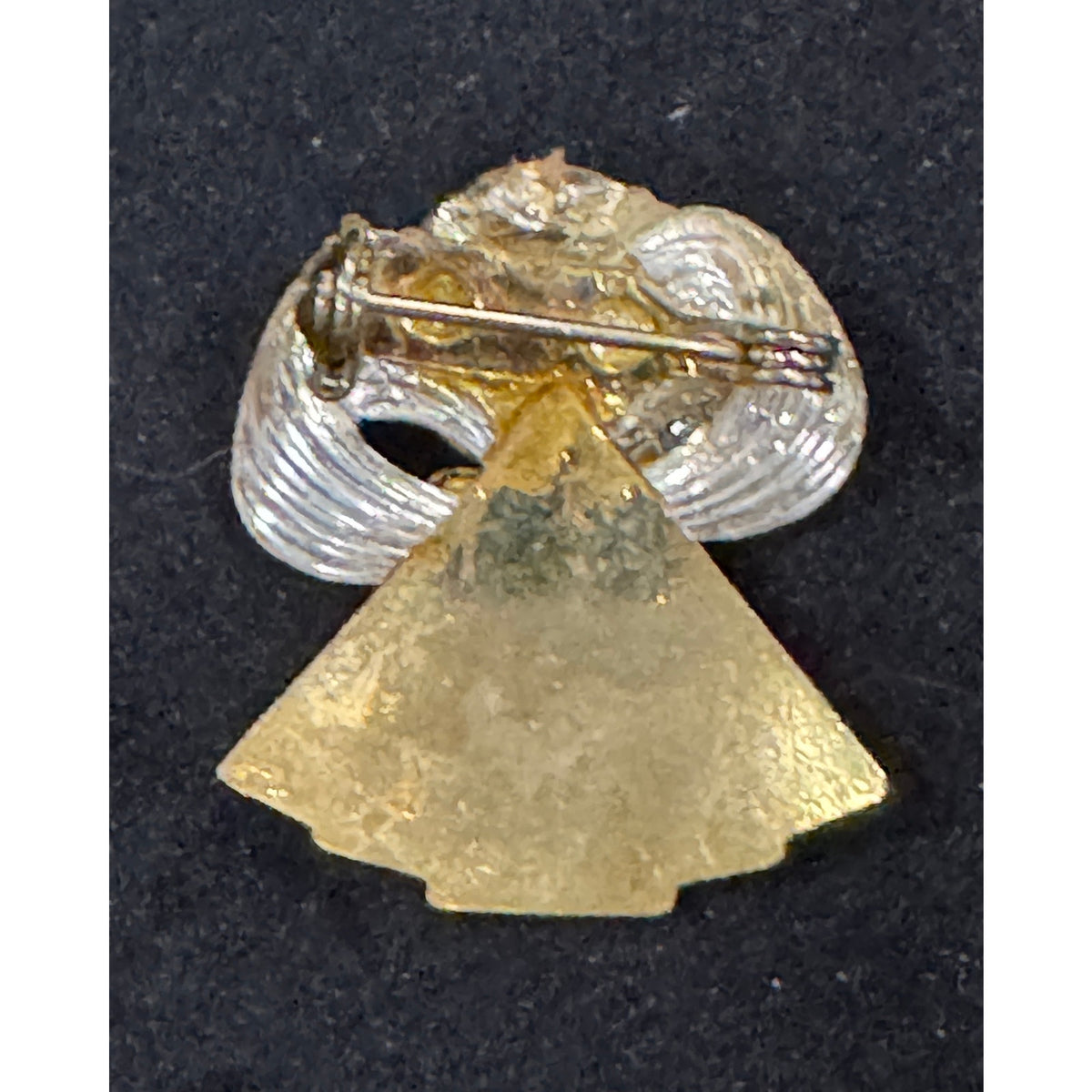 Vintage Angel Pin Gold & Silver Tone Blue Rhinestones Christmas Brooch CP152