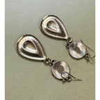 Vintage Enamel Teardrop Dangle Earrings Pastel Blue Pink Gold Boho 2.75" E506
