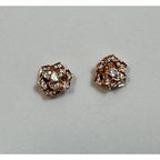 Rose Gold Rhinestone Flower Stud Earrings 1/2" Post Earrings Sparkly New  E304