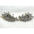 Rhinestone Floral Climber Earrings Silver Tone Crystal Leaf Vine Posts  E288