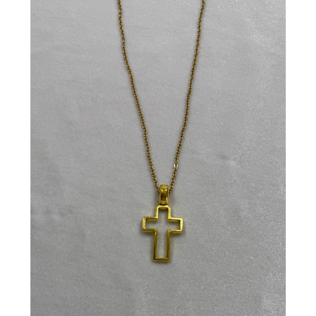 Gold Tone Cross Necklace Christian Faith Pendant 18-20 Inch Chain N289