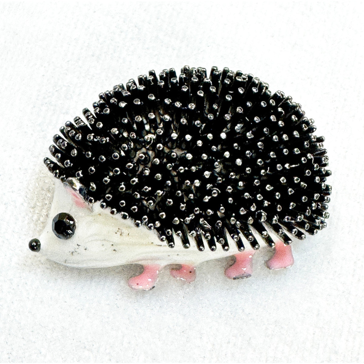Cute Hedgehog Brooch Pin Black White Enamel Animal Jewelry  New 1.5" CP196