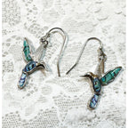 Silver Tone Turquoise Hummingbird Drop Earrings 2 Inch Dangle Bird E295