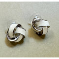 Vintage White Enamel Knot Post Earrings Classic Love Knot 3/4" Pre-Loved E495