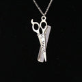 New Fashion Comb and Scissor Stylish Silver Tone Necklace N89