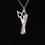 New Fashion Comb and Scissor Stylish Silver Tone Necklace N89