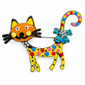 New Whimsical Yellow Color Enamel Cat Brooch Pin  Costume Jewelry CP165