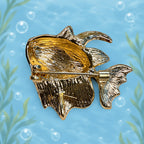 lue Tropical Fish Brooch Pin Rhinestone Gold Tone Enamel Ocean Jewelry CP180