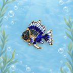 lue Tropical Fish Brooch Pin Rhinestone Gold Tone Enamel Ocean Jewelry CP180