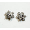 Silver Tone Rhinestone Flower Post Earrings Sparkly Crystal Studs 5/8" E292