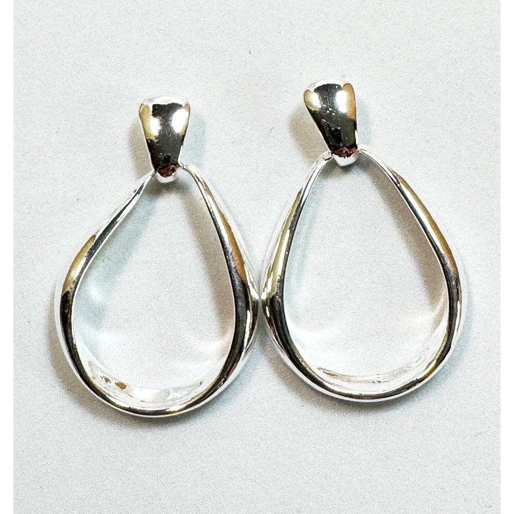 925 Sterling Silver Teardrop Dangle Earrings Open Drop Post Earrings 1" E290